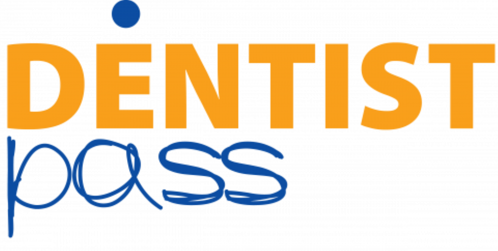 λογότυπο: DENTIST pass (με πορτοκαλί και μπλέ γράμματα)